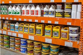 chemicals and prep materials aisle at Contractors Warehouse