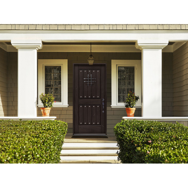 Rustic 2-Panel Mahogany Prefinished & Prehung Exterior Door