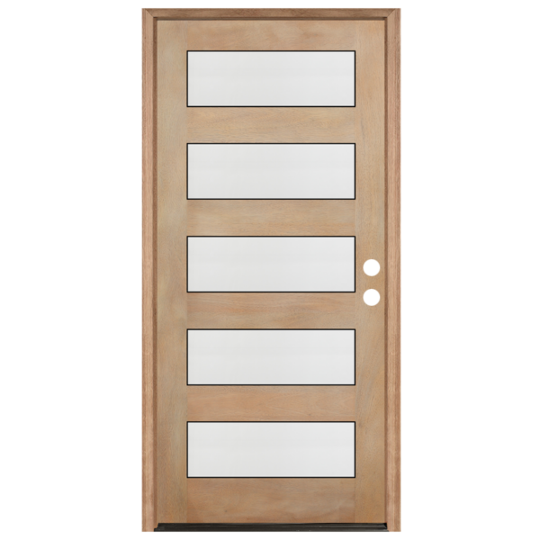 Contemporary 5-Lite Mahogany Prefinished & Prehung Exterior Door