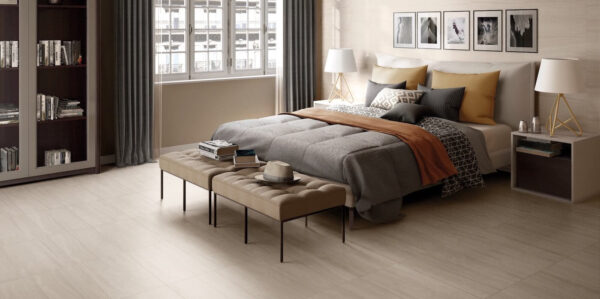 Normandy Blonde Tile Lifestyle installed in a bedroom