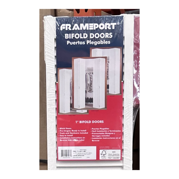 Louvered Panel Bifold Closet Door in it's package detail