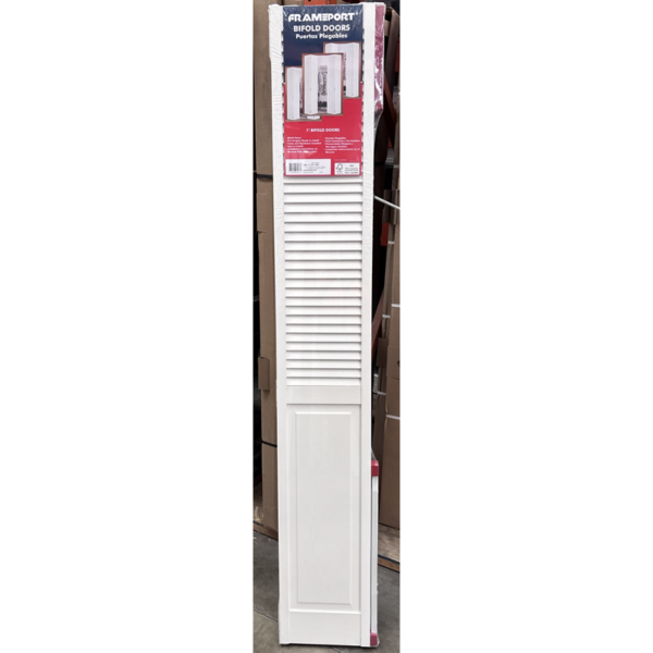 Louvered Panel Bifold Closet Door in it's package