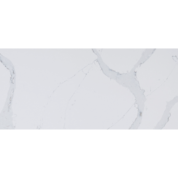 Calacatta Azai 112" x 26" Quartz Countertop with Backsplash detail