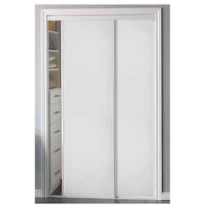 Smooth Flush White Trim Sliding Bypass Door