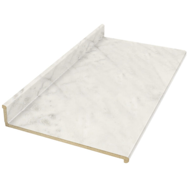 Carrara Bianco Laminate Countertop profile detail.