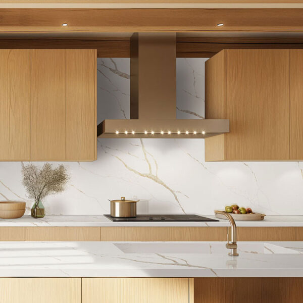 Calacatta Laza Oro 112" x 26" Quartz Countertop with Backsplash
