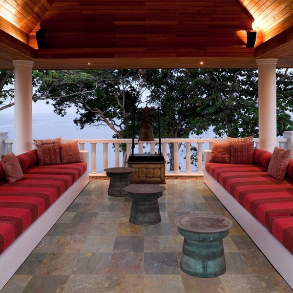 Multi Classic Slate Tile used in a covered patio.