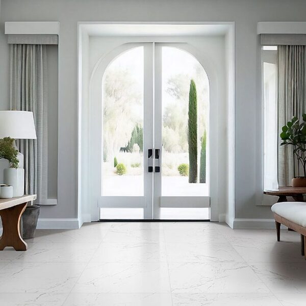 Carrara Matte Porcelain Tile in a home entry way.
