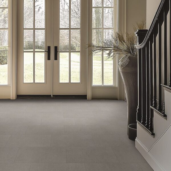 Dimensions Gris Porcelain Tile in a home entry way.