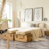 Carolina Timber White Matte Porcelain in a chic bedroom.