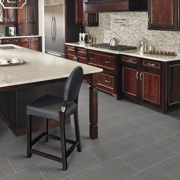 Graphite Focus Porcelain Tile 12" X 24" in a kitchen.