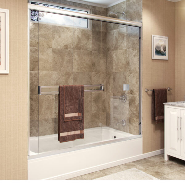 1050 Series Chrome Obscure Glass Tub Door