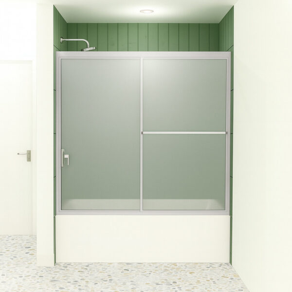 1100 Chrome Framed Obscure Glass Shower Door