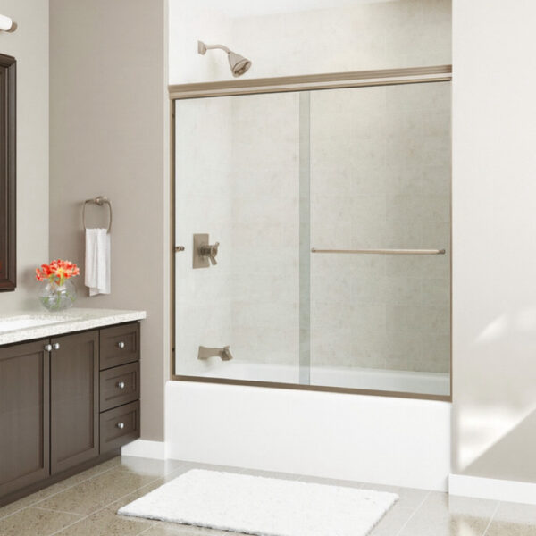 2500 Series Brushed Nickel Frameless Clear Glass Shower Door
