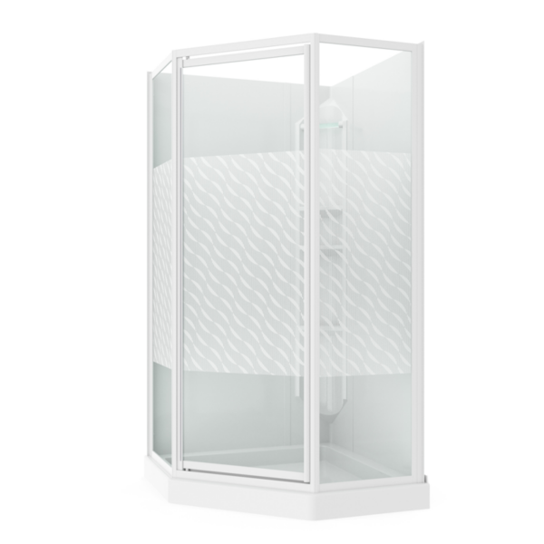 Himalaya 38" x 38" Shower Kit with Design 47 Glass, White Frame