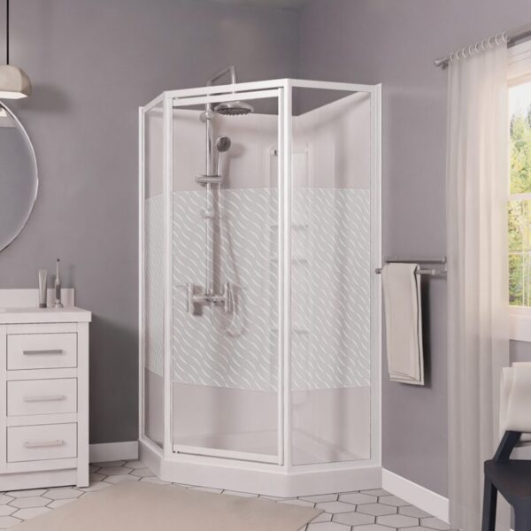 Himalaya 38" x 38" Shower Kit with Design 47 Glass, White Frame
