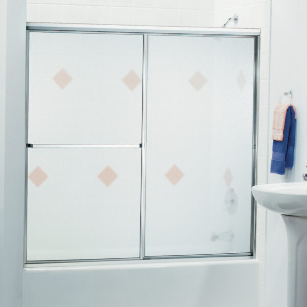 TUB FRAMED SILVER SHEEN OBSCURE SHOWER DOOR