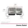 Montvale 33" x 22" Stainless Steel Double Bowl All-In-One Sink sizing