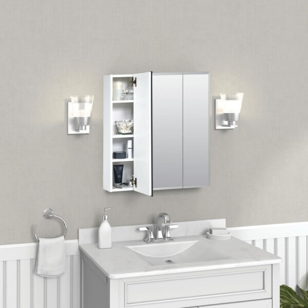 Zenna Home Tri-View Beveled 24 in. x 26 in. Surface Mount Medicine Cabinet