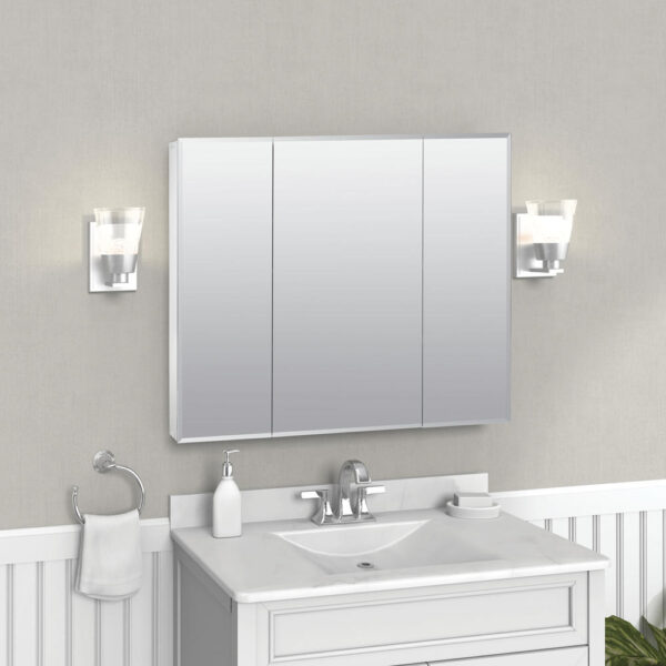 Zenna Home Tri-View Beveled 36 in. x 30 in. Surface Mount Medicine Cabinet