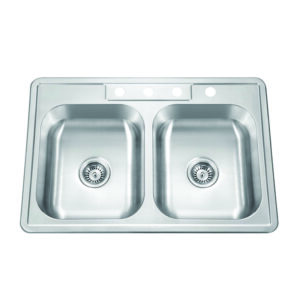 Stainless Steel 33" x 22" x 6" Double Bowl Sink