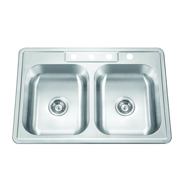 Stainless Steel 33" x 22" x 7" Double Bowl Sink