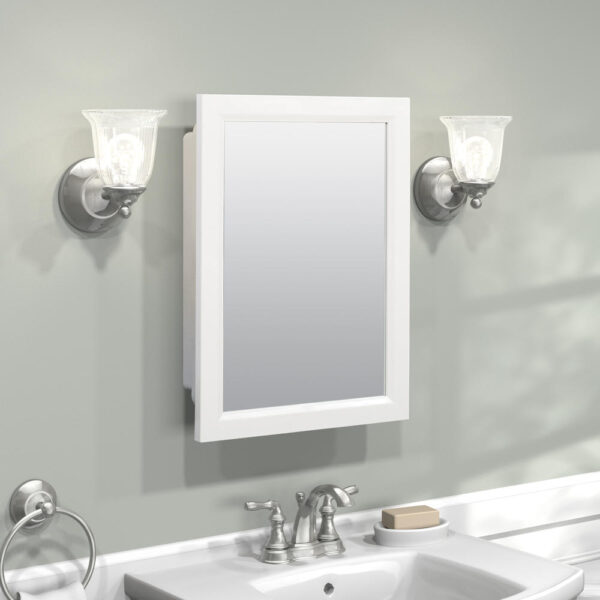 Zenna Home 16 in. × 22 in. White Framed Medicine Cabinet