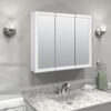 Zenna Home 30 in. × 26 in. Tri-View Framed Surface Mount Medicine Cabinet