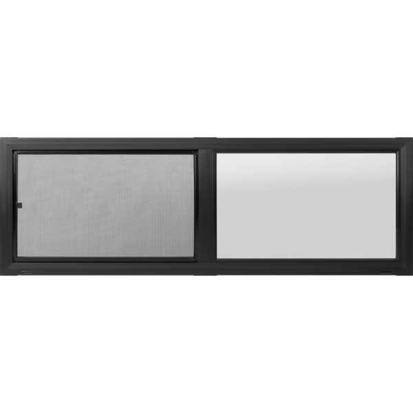 36"x12" Black Vinyl Ultra Low-E Obscure Tempered Glass Window