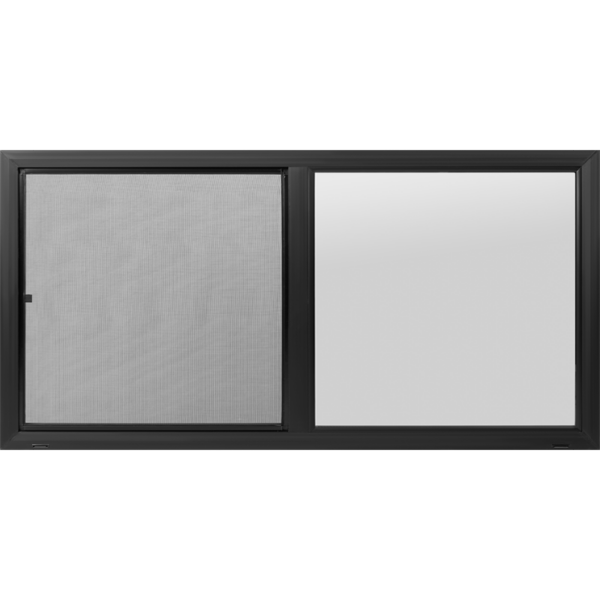 36"x18" Black Vinyl Ultra Low-E Obscure Tempered Glass Window