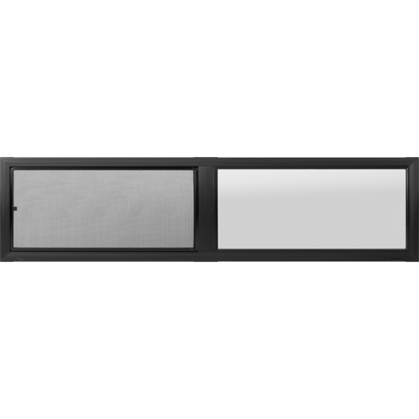 48"x12" 5000 Series Retrofit Black Vinyl Sliding Obscure Tempered Low-E Window