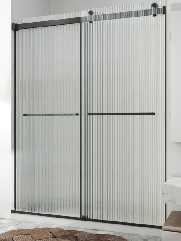 Chrome Frameless Fluted Glass Sliding Shower Door