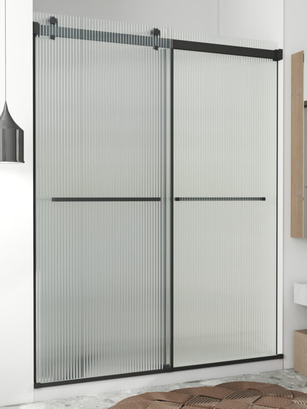 Chrome Frameless Fluted Glass Sliding Shower Door