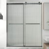 Chrome Frameless Fluted Glass Dual Sliding Shower Door