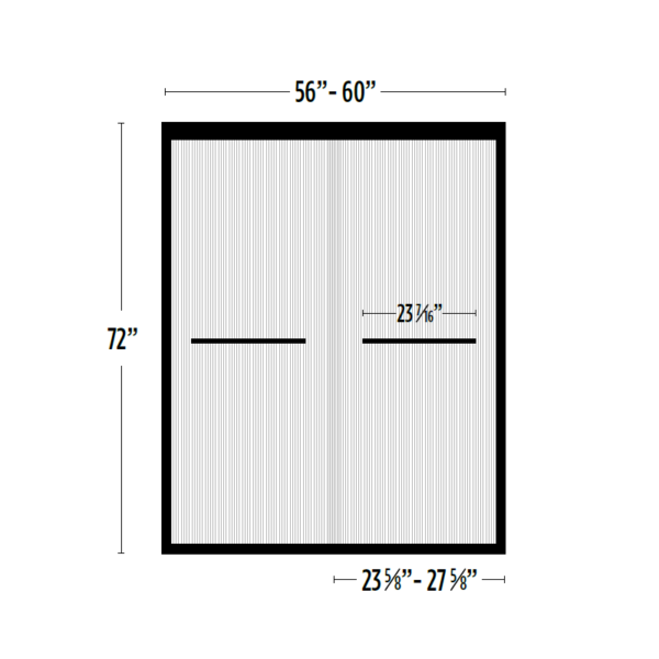 Chrome Frameless Fluted Glass Dual Sliding Shower Door 60" x 76" schematics