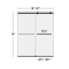 Chrome Frameless Fluted Glass Dual Sliding Shower Door 60" x 76" schematics