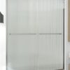 Chrome Frameless Fluted Glass Dual Sliding Shower Door