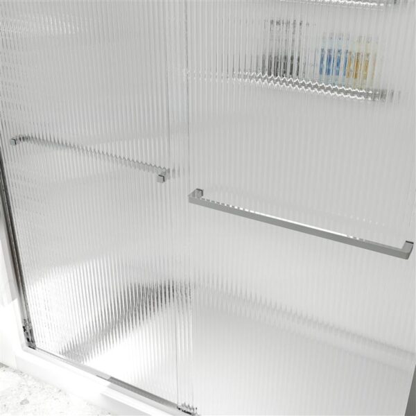 Chrome Frameless Fluted Glass Dual Sliding Shower Door
