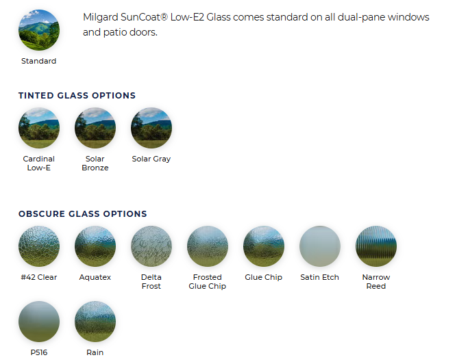Milgard glass options