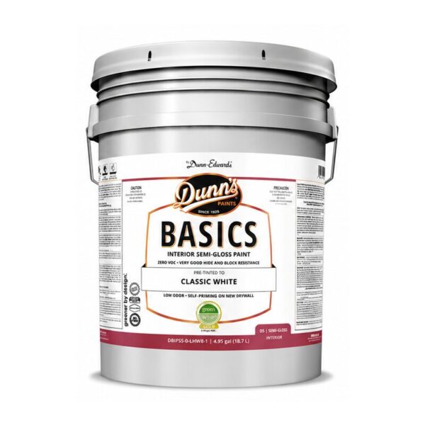 Five Gallon Dunn's Semi-Gloss White Interior Paint