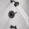 Casara SingleHandle 6Spray Tub and Shower Faucet in Matte Black lifestyle