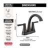 Delta Casara Two-Handle Black Bathroom Faucet detail