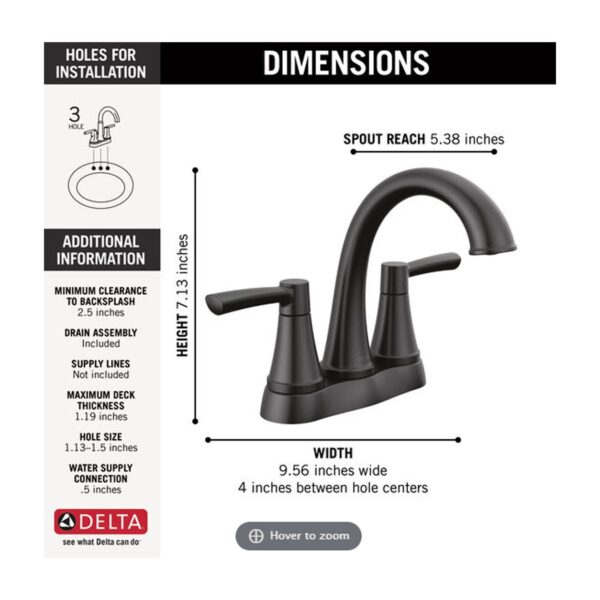 Delta Casara Two-Handle Black Bathroom Faucet detail