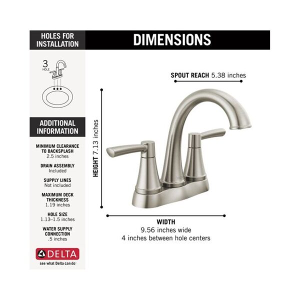 Delta Casara Two-Handle Nickel Bathroom Faucet detail