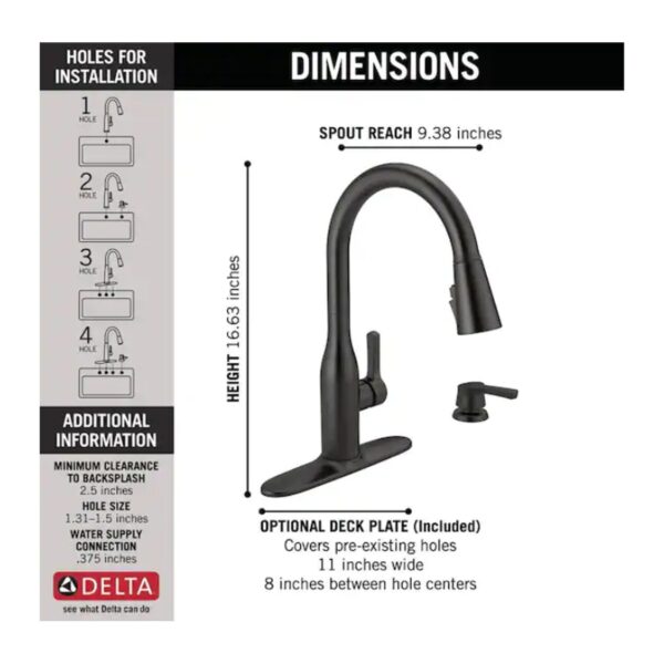 Delta Marca Black Pull Down Kitchen Faucet