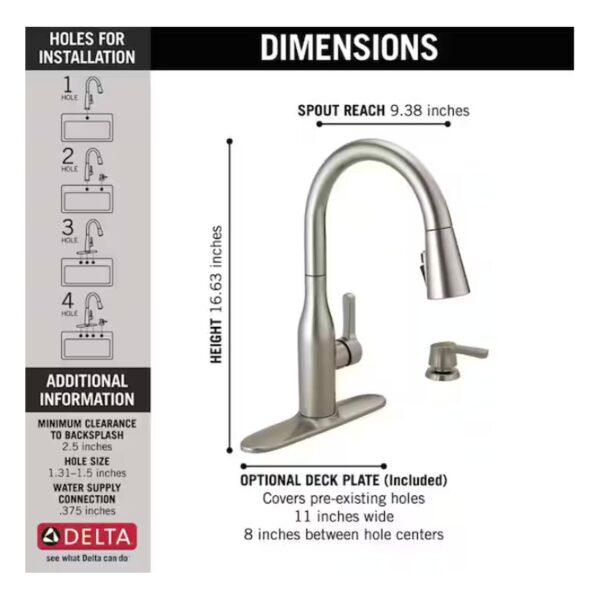 Delta Marca Stainless Pull Down Kitchen Faucet detail