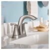 Moen Lindor Two-Handle Bathroom Faucet In Brushed Nickel lifestyle final