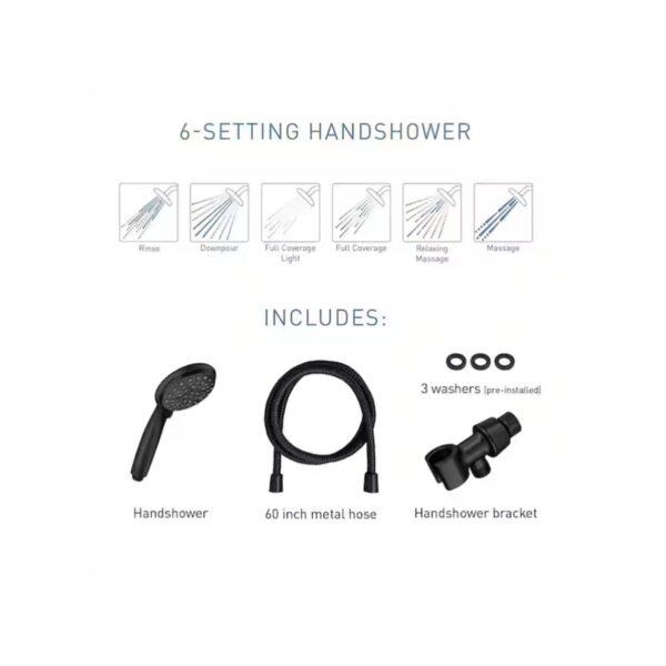 Attune 6-Spray 1.75 GPM 4 in. Wall Mount Handheld Shower Head in Matte Black
